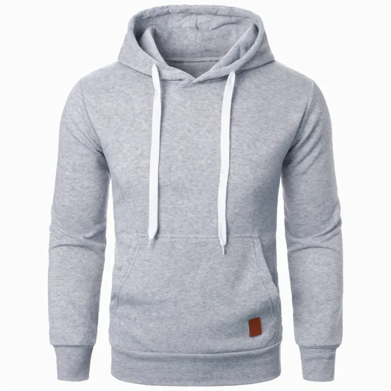 Sudaderas con capucha informales con cuello y cordón para hombre, camisas de manga larga, ropa de calle para exteriores, jersey ligero de Color sólido
