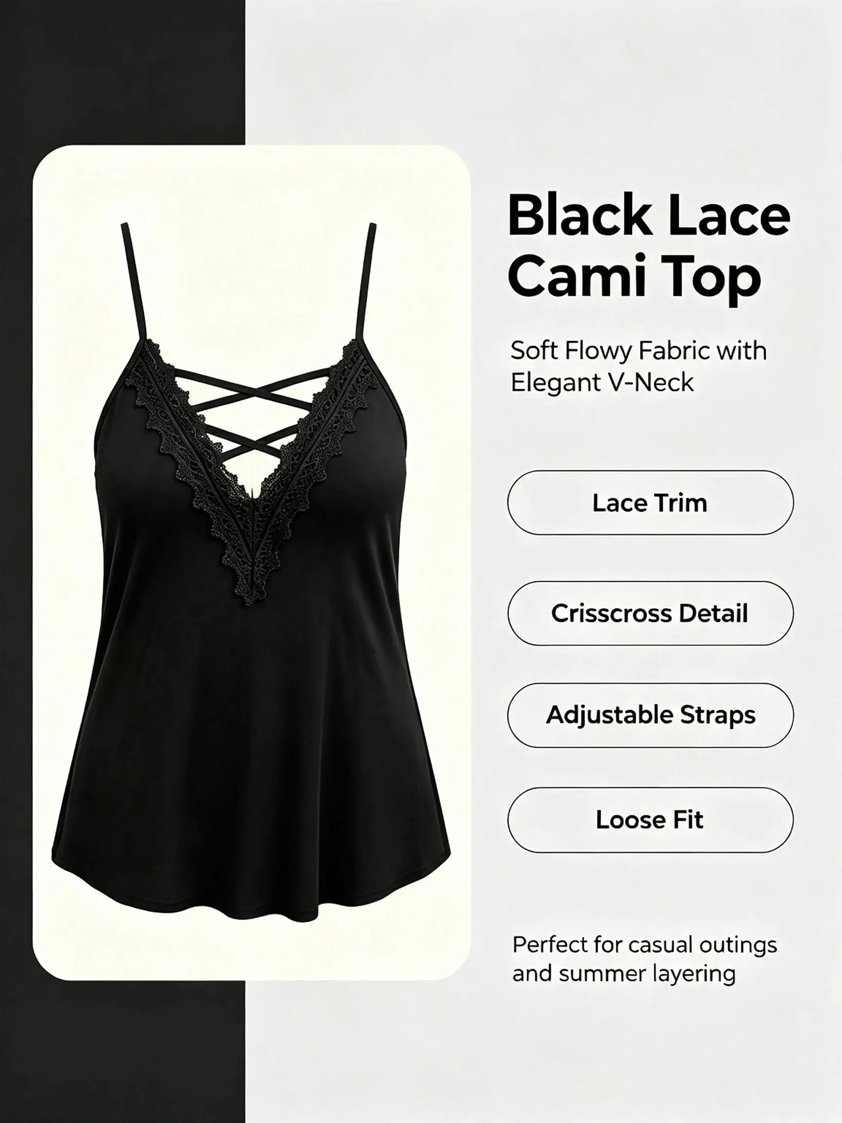 Plus Size Women Lace Trim Crisscross V Neck Cami Adjustable Spaghetti Straps Summer Casual Solid Sleeveless Flowy Tank Top