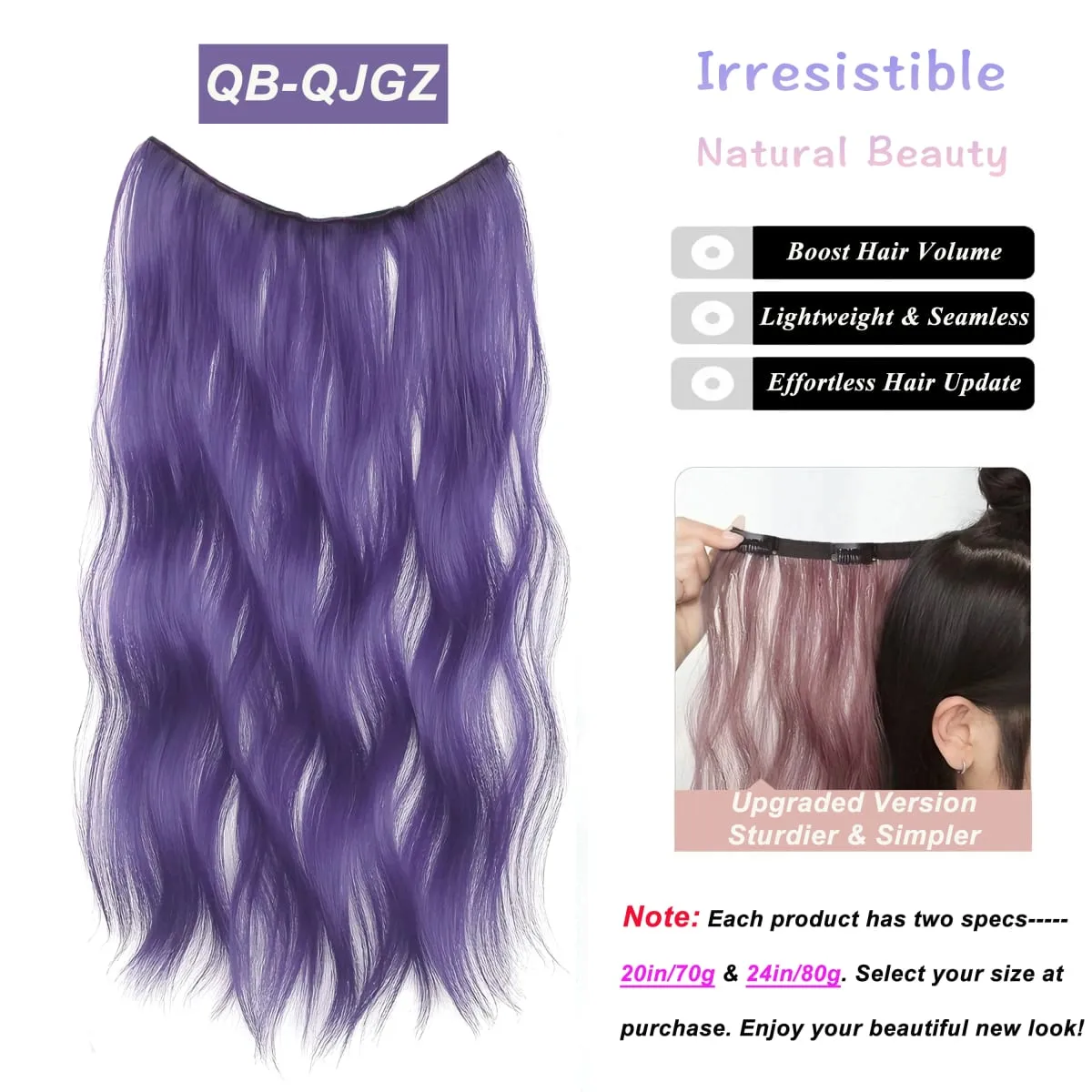 Synthetic Wavy/Straight Wigs Clip in Hair Extensions 20inches/24inches Clip On Hair Extensions for Women Hair Accessories