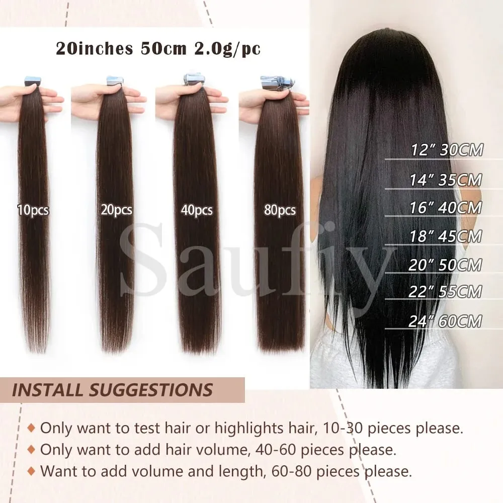 12-20inches Natural Blonde Mini Tape in Human Hair Extensions Double Side Invisible Seamless Tape Ins Hair 10pcs/Pack Natural Straight Black Blonde Balayge Brown Mini Tape In Hair