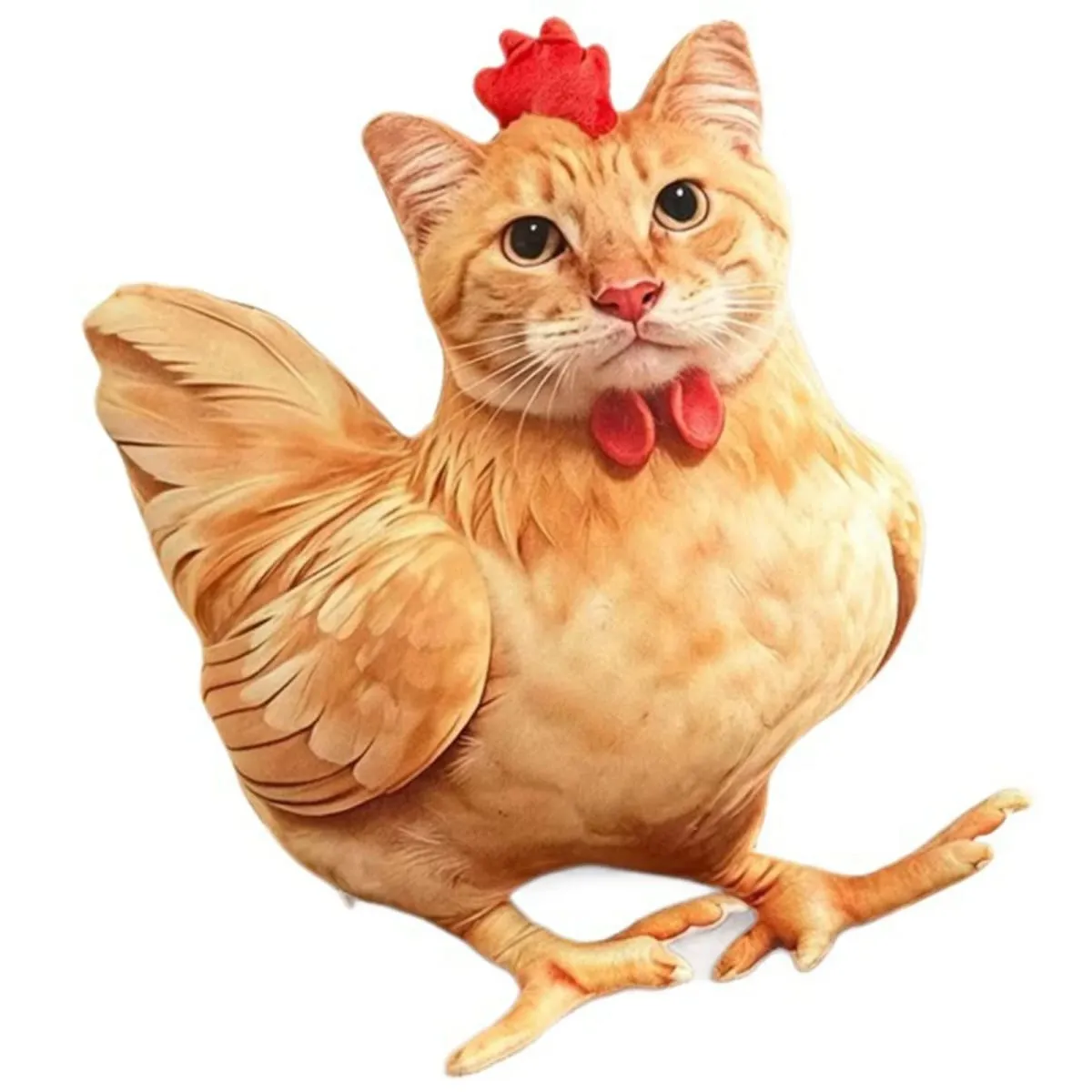 Cat Chicken Funny Novelty Soft Plush Pillow Cute Animal Stuffed Sofa Cushion 3D Orange Tabby Kitten Doll