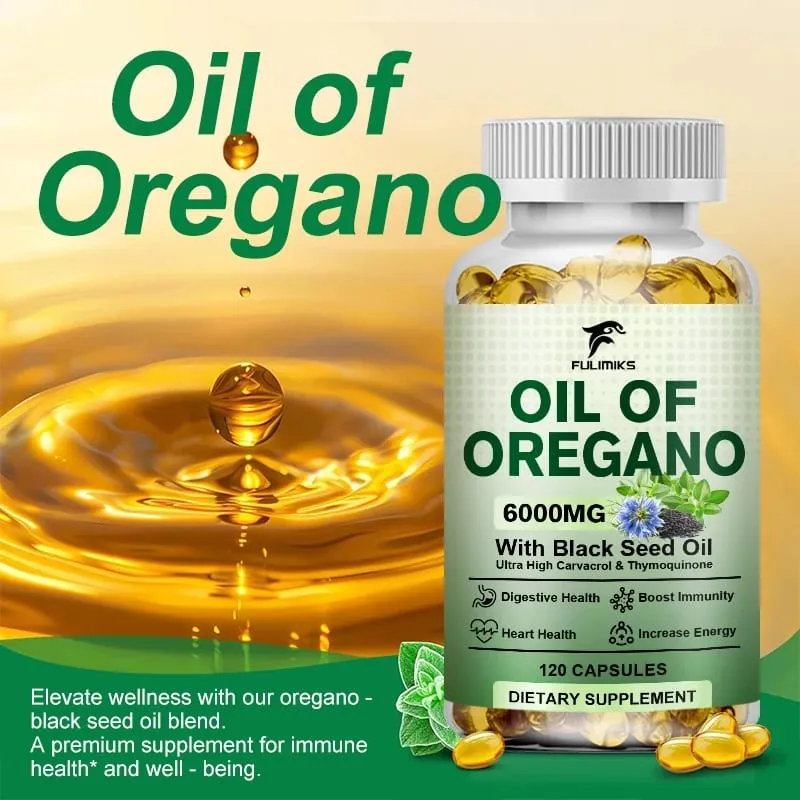 Buy 2 Get 2 Free! Oil of Oregano Supplement Immune Support Digestive Health Light Beige Improve Overall Wellness & Vitality