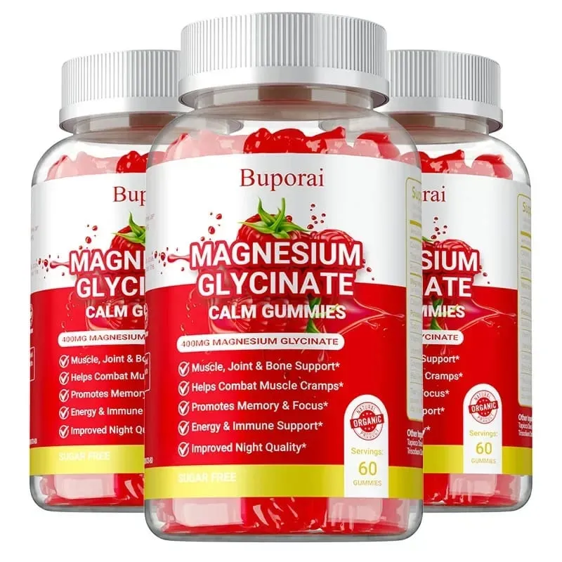 Magnesium Glycinate Gummies - For Sleep Reduce Leg Cramps & Muscle Pain Promote Physical and Mental Relaxation Boosts Energy