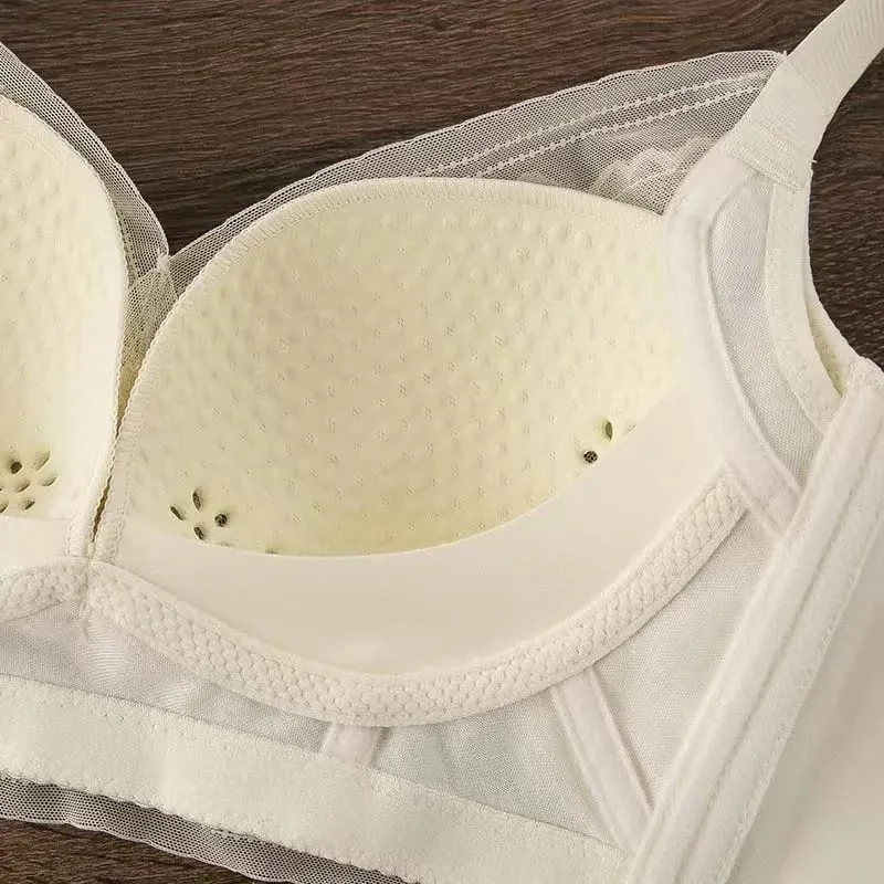 34-40 BC Thin Wire-Free Comfort Bras for Women Sexy Lace Push-Up Anti-sagging Bras Adjustable Straps Breathable Lingerie