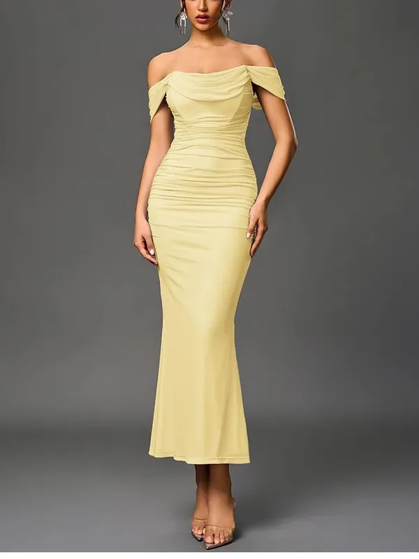 NewAsia Women's Off Shoulder Ruched Mesh Long Corset Dress Backless Fishbone Bodycon Elegant Fashion Party Club Maxi Dresses — image 9