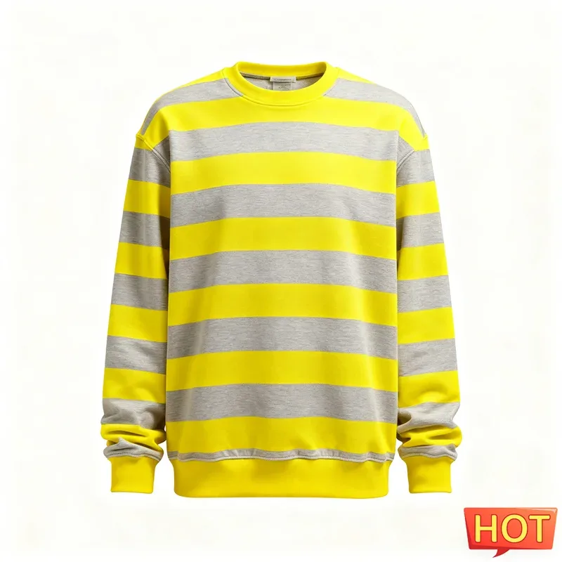 Fashion Striped Graphic Sweatshirts For Men Simple Trendy Long Sleeve 3D Printed Ugly Sweatshirt Casual Oversized Pullovers Tops