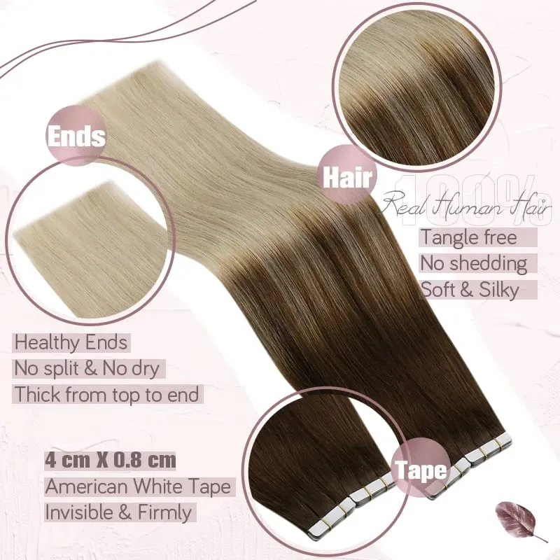 [Low Price] Ugeat Tape in Hair Extensions Human Hair Real Human Hair Extensions Tape in Hair 50G