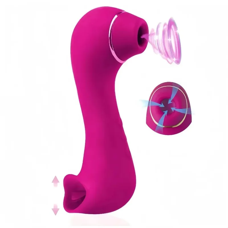 2 In1 Sucker Vibrator Female Licker Oral Clitoral Vaginal Tongue Stimulator Massager Masturbator Sex Toys for Women Couples 18+