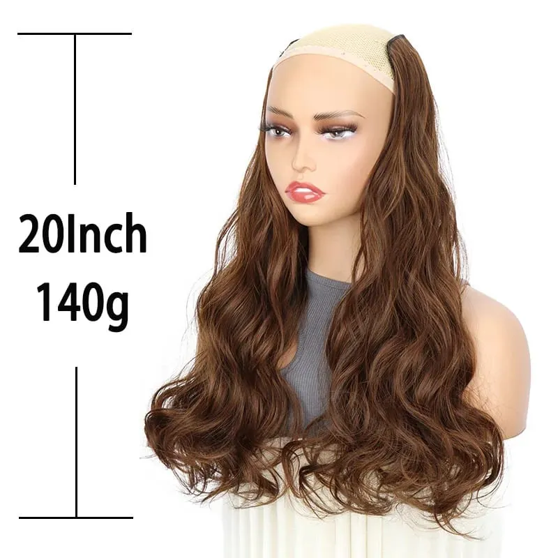 20Inch Synthetic Long Curly Wavy Hair Extension Fluffy Increase Volume Extension Hairpiece for Women Daily Use