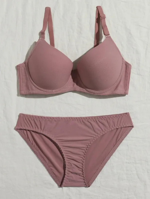 Solid bøjle Lingeri Sæt Undertøj Trussesæt Kvinder Push Up BH med stålring Intimates Undertøjsdragt