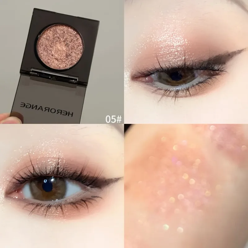 Herorange 16 Color Eyeshadow Highlight Palette Matte Shimmer Orange Brown Pink Champagne Waterproof Portable Festival Mak
