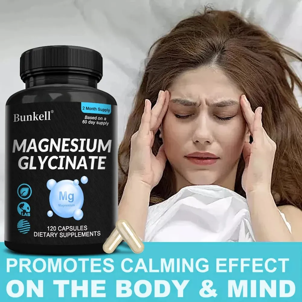 Magnesium Glycinate - Supports Nerve Muscle Bone and Heart Health Helps with Stress Sleep Quality Support Muscles Recovery