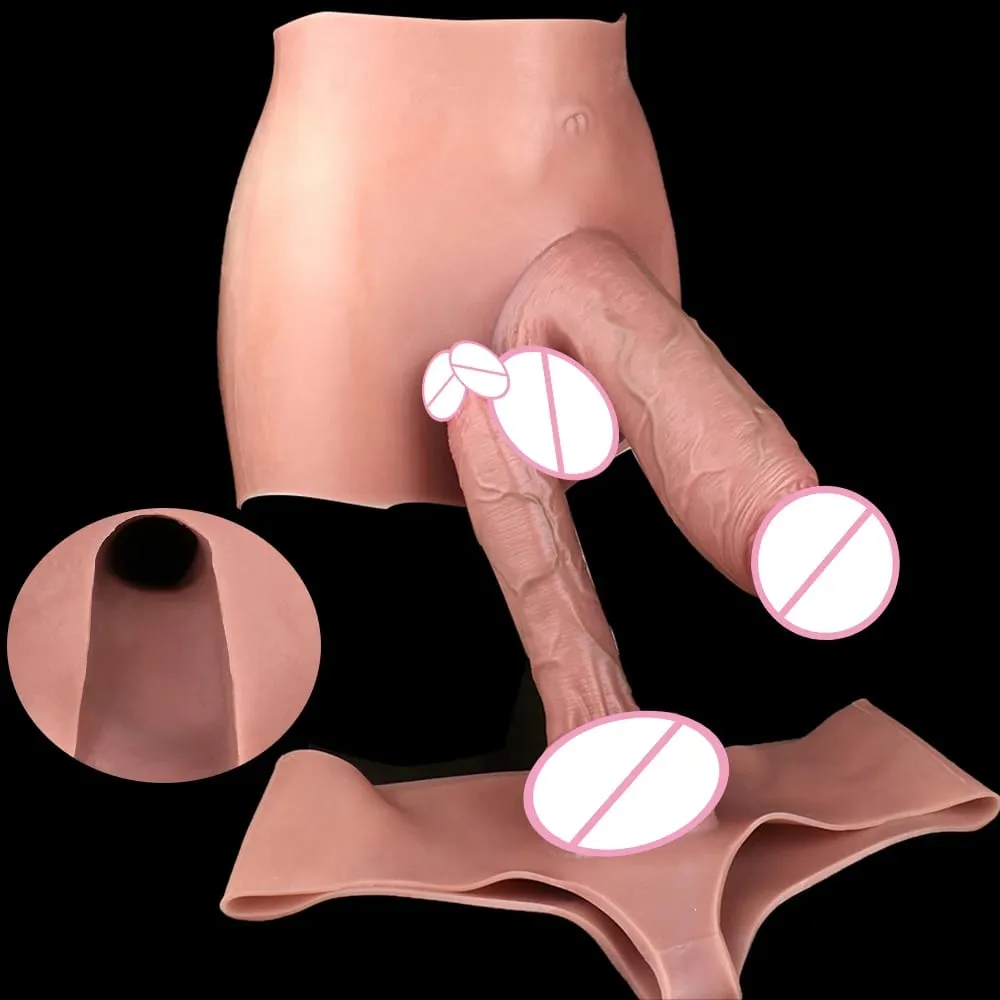 Flexible Skin-Like Huge Hollow Dildo Male Strap-On Lifelike Penis Extend Sleeve насадка на член Couples Sex Pleasure Toys