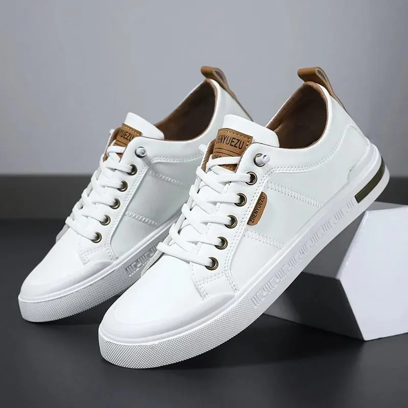 New Men's Low-Top Leather Sneakers Soft Durable White Casual Shoes Trendy Versatile Skate-Inspired Footwear Custom Casual Shoes — image 3