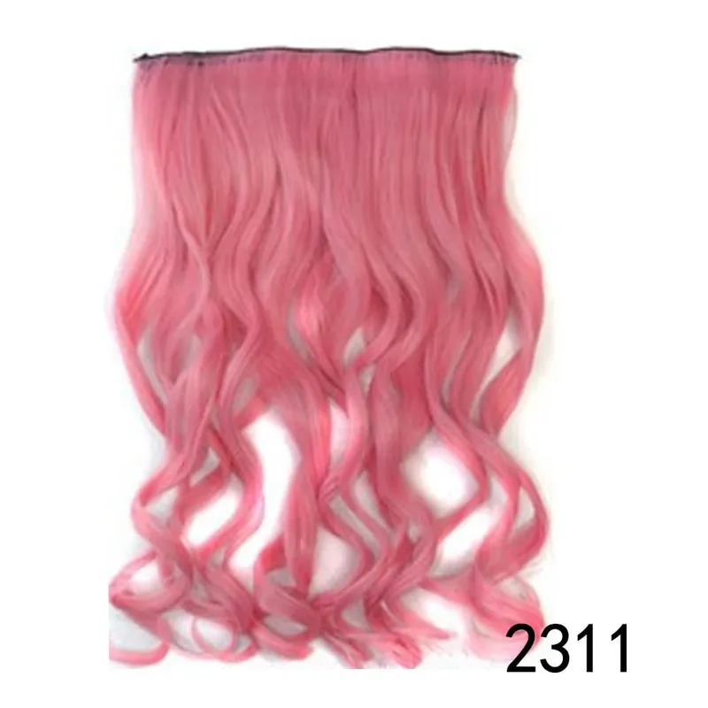Longo reto encaracolado uma peça 5 clipes clip-in extensões 22 Polegada penteados resistentes ao calor cor mistura loira pedaço de cabelo para mulher