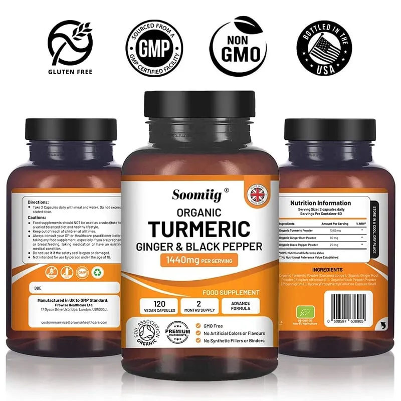 Organic Turmeric Ginger & Black Pepper Capsules Supports Joint Health Cushioning Digestive & Immune & Balances blood sugar — image 6