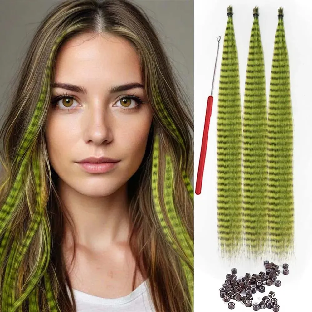 30strands Feather Hair Extension Fake Hair I Tip Rainbow Synthetic Hair 16inch Hairpiece Feather for Hair Extension Y2K Festival