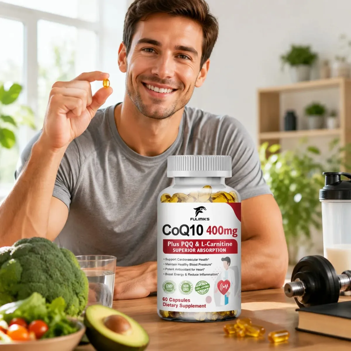 CoQ10 400mg Supplement for Heart Health with PQQ & Vitamin E Support Cardiovascular Antioxidants Heart Health & Daily Energy