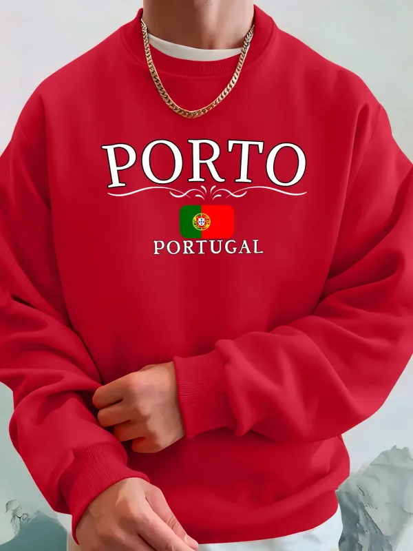 Porto Portugal Letter And Flag Print Clothes Unisex Warm Casual Hoody Street Sports Sportswear Fleece Thicken Streetwear Man