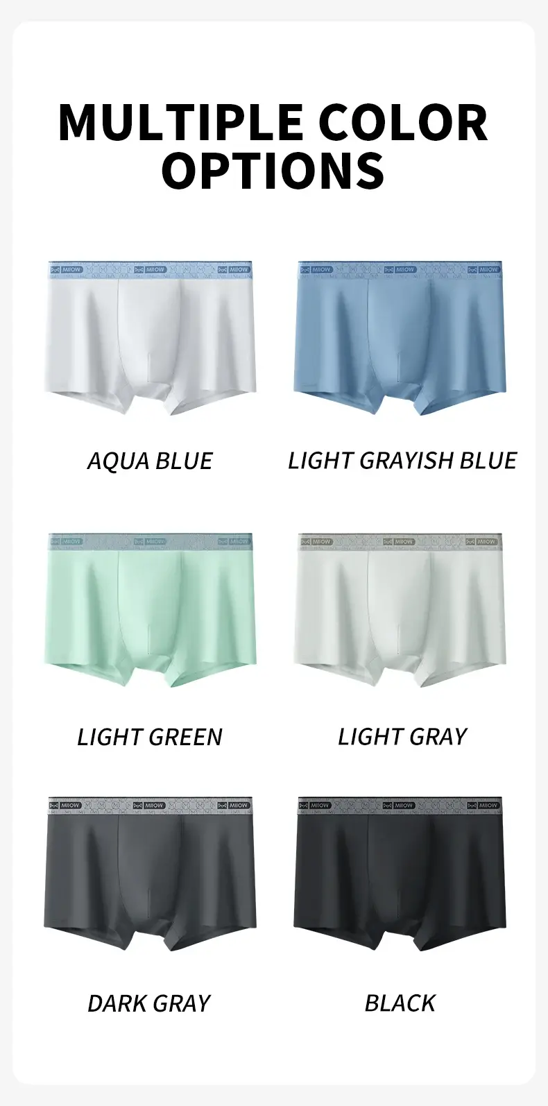MiiOW 3Pcs Ice Silk Men Underwear 10A Antibacterial Breathable Crotch Men's Panties Silky Seamless Man Underpants Boxershorts