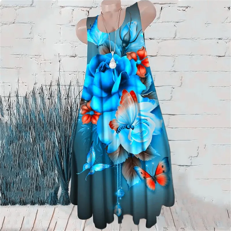 Sleeveless Women Floral Print Dresses Summer Beach Casual Female Short Dress Flower Pattern Wine Red Ladies Street Mini Dress