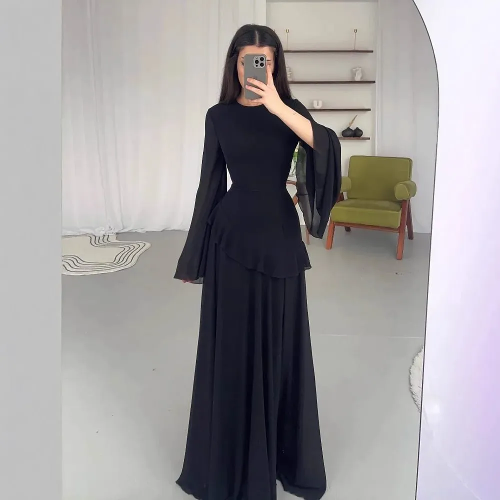 MaxiชุดสตรีSlim Fit Vestidosรอบคอแขนยาวแน่นเอวElegant 2024 ฤดูใบไม้ร่วงหญิงElegantชุดยาว