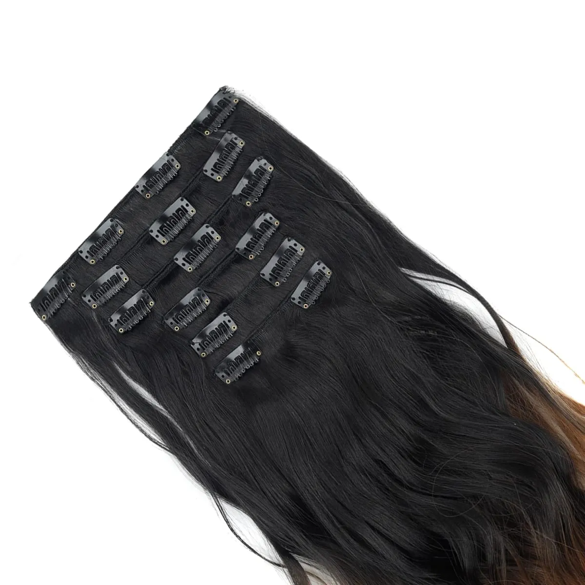Clip in Hair Extension 6PCS Hairpiece 20Inch Long Wavy Synthetic Thick Double Weft Hair para sa Babae Gradient Color Pang-araw-araw na Paggamit