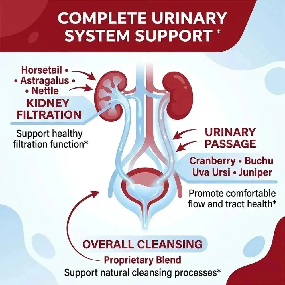 Kidney Cleanse Supplement with Cranberry Supports Urinary Tract Renal Health & Immune System Function