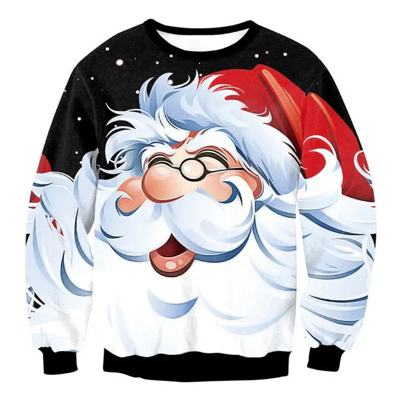 Festival Christmas Pattern Sweatshirts For Men Humping Reindeer 3D Printed Pullover Holiday Party O-Neck Hoodies Long Sleeves