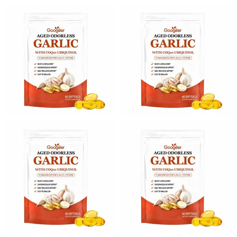 Aged Odorless Garlic Softgels with CoQ10 Ubiquinol & K2 Blood Pressure Heart & Circulation Support Cholesterol 60 Softgels