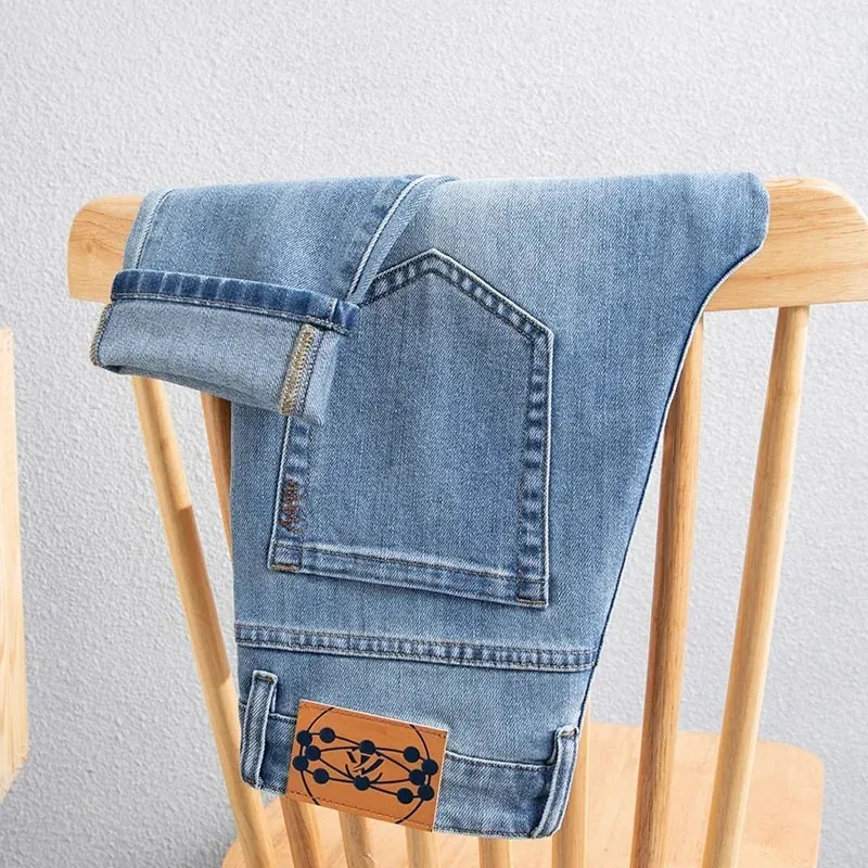 2026 New In Summer Men's Business Casual Straight Jeans 98% Cotton Soft Stretch Fabric Baggy Denim Pants Male Brand Trousers