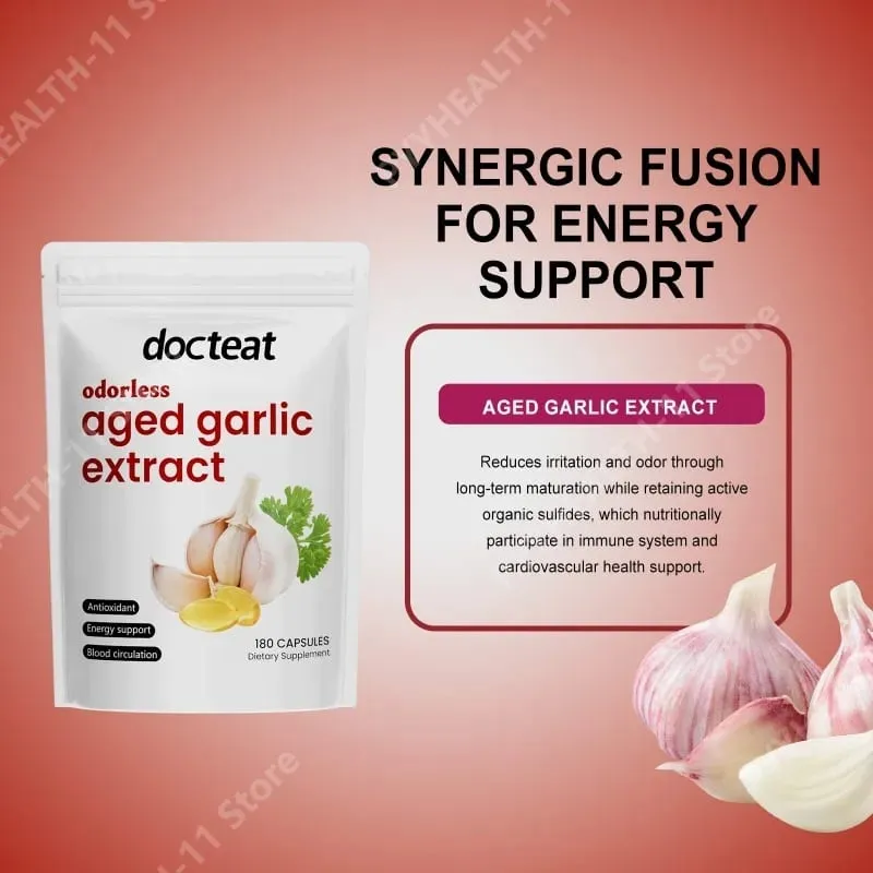 Odorless Garlic Oil Capsules 2 Years Aged Garlic Extract Softgels Supports Immune Heart Health Boosts Energy & Antioxidant Power