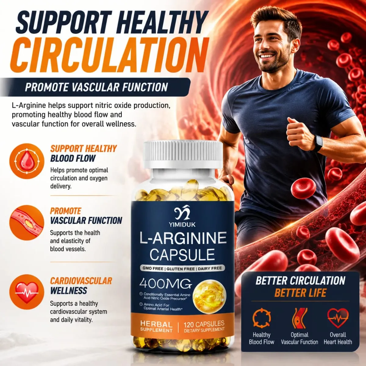 L-Arginine Capsules & L-Citrulline for Reproductive Health Prolong Intimacy Vitality Renewal Blood Circulation Muscle Growth