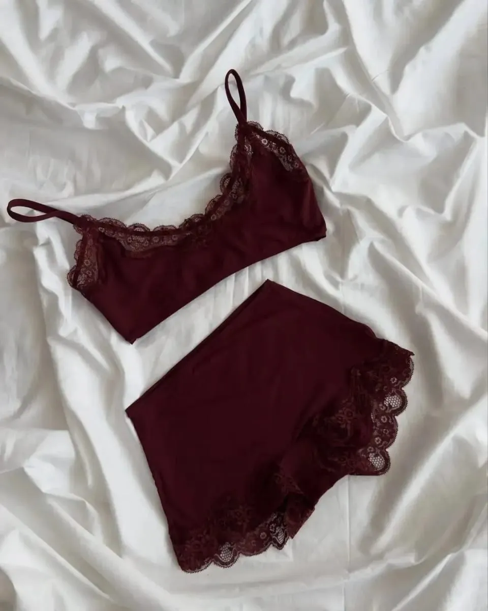 Cute Lace Bra Solid Set Women Free Combination Adjustable-strap Bras+Low Waist Panties Chic Simple High Elasticity Lingerie Sets — image 1