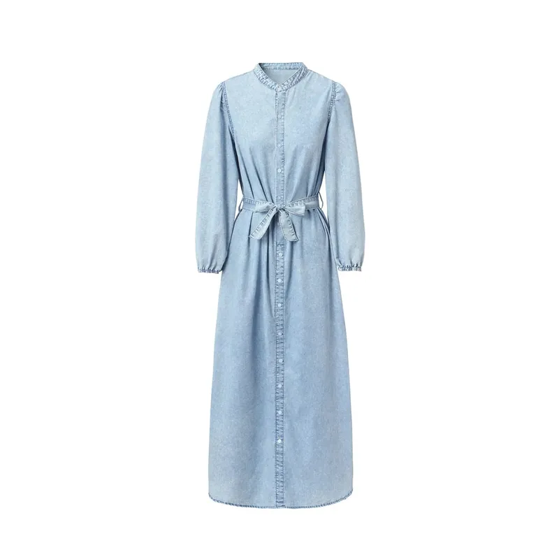 AP SS26 Women Lightweight Denim Dress Cotton Black and Blue Maxi Dress
