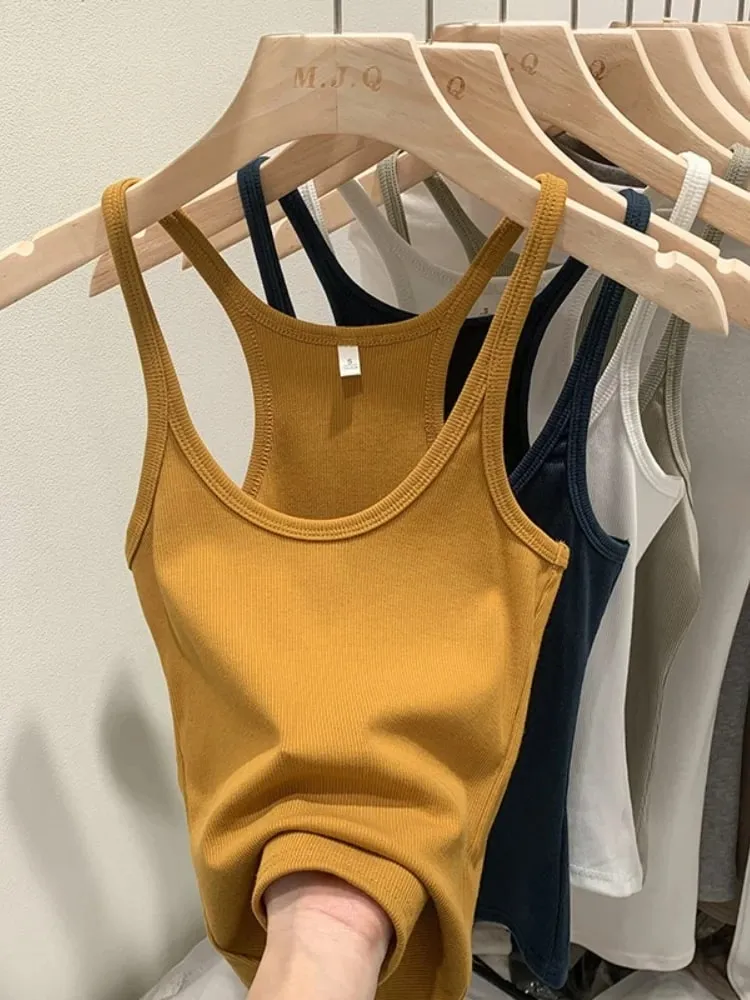 Layering Outerwear Tees 2026 Summer Y2K Hot Girl Knitted Ribbed Women Camis Figure Flattering Sleeveless Tank Top