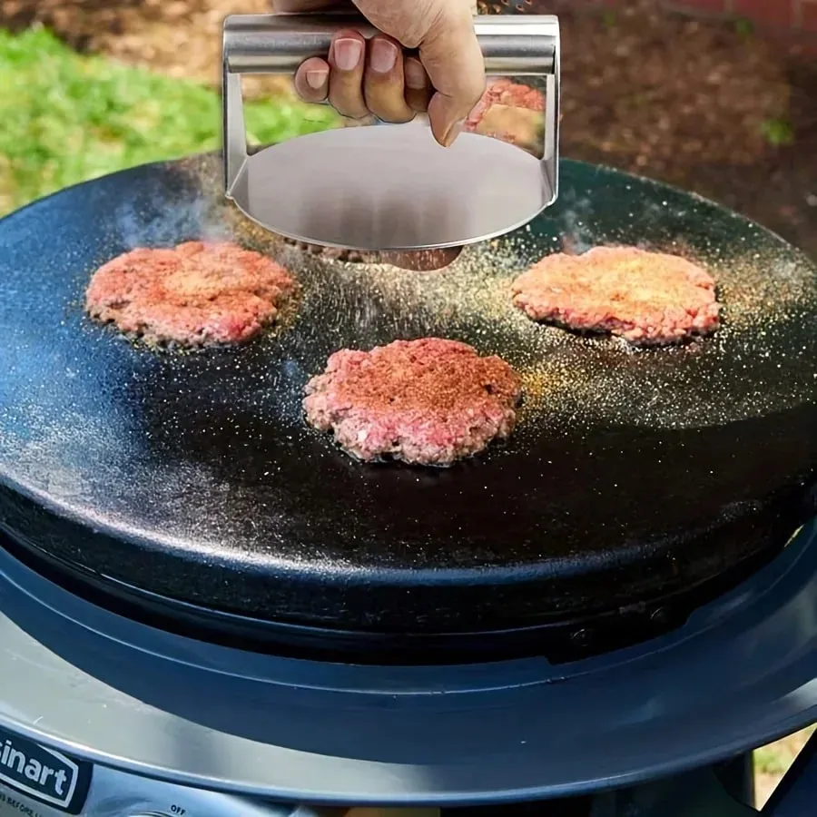 Stainless Steel Smash Burger Press Hamburger Patties Meat Masher Circular Meat Press Mold for Deli Meats Kitchen Accessories — image 3