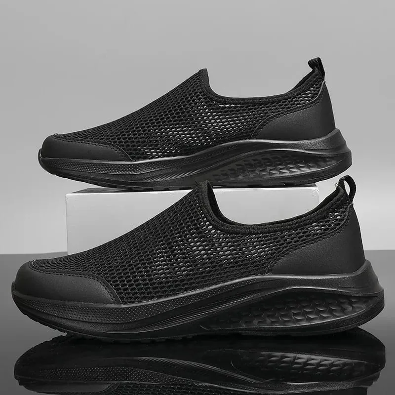 One Foot on the Net Shoes Men's Summer New Breathable Thin Net Walking Shoes Casual Sports Shoes Black Plus Size Men's Shoes 48
