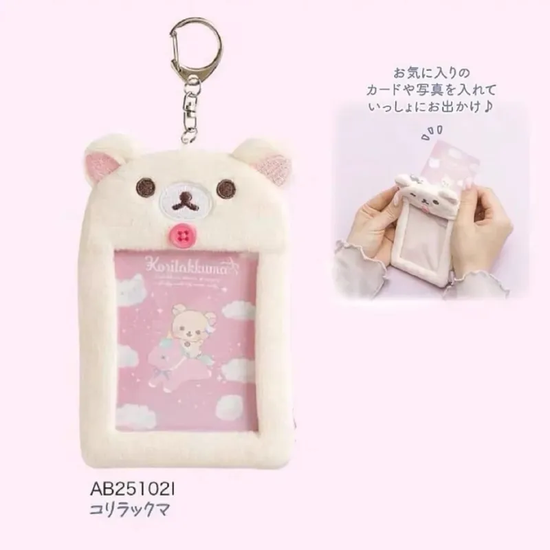 Rilakkuma Plushes portatarjetas de identificación llaveros Anime nuevo Relax Bear funda para pasaporte llavero autobús escolar tarjetas bancarias bolsas colgantes regalo