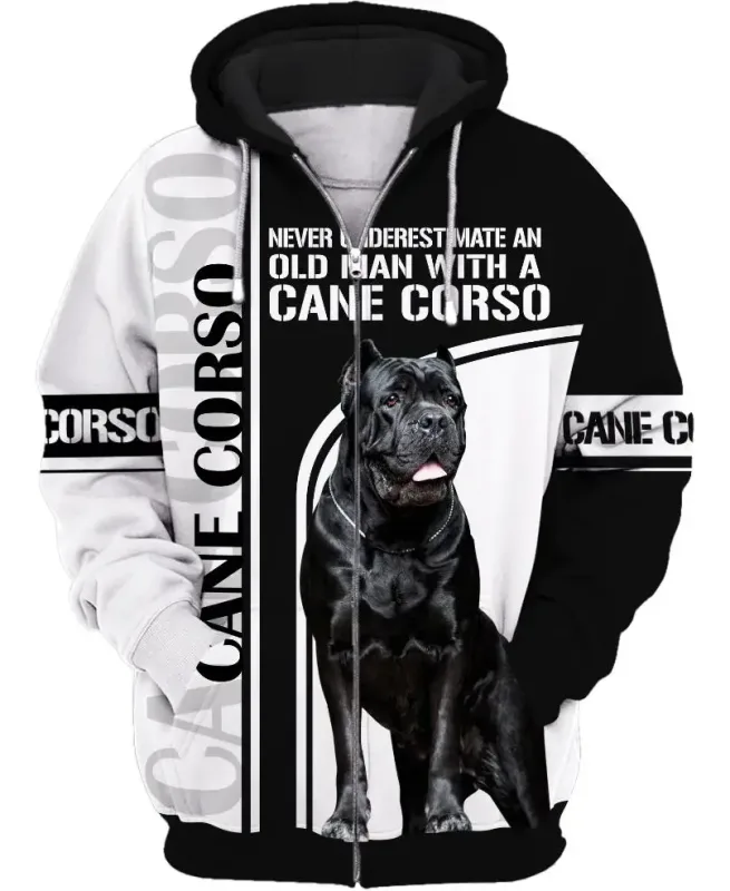 New Cane Corso Dog 3D Print Zipper Hoodies Streetwear Men Women Casual Hooded Sweatshirts Oversized Tracksuit Coat Man Clothing
