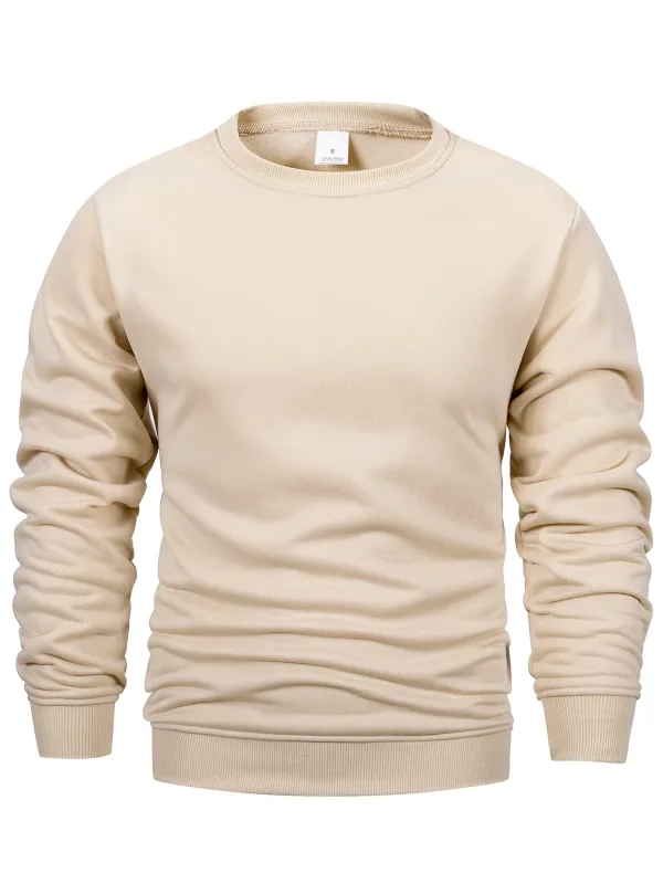 Men's Crew Neck Pullover Solid Color Large Sweatshirts Spring Autumn Outdoor Jogging Tops Men Casual Hoodies Streetwear