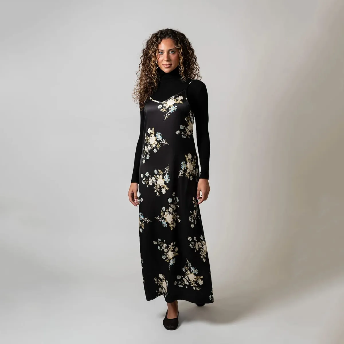 AP AW26 Women Floral Printing Slip Dress Elegant Lady Clothing V-neck