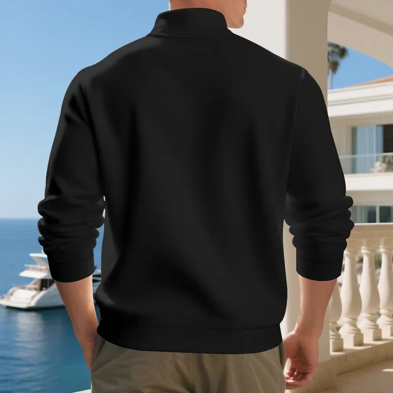 2026 New Fleece Lined Half Zip Sweatshirt for Men, Autumn Winter Solid Color Plus Size Casual Pullover Hoodie Daily Leisure Wear