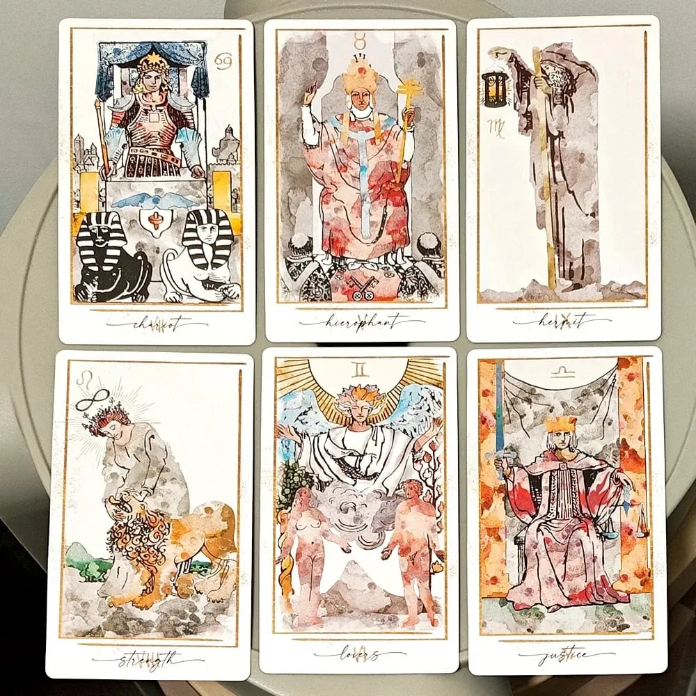 Modern Hue Tarot Deck - 78 Watercolor Tarot Cards 12*7cm Based on RWS Imagery - Aesthetic Divination Cards Double-embossed