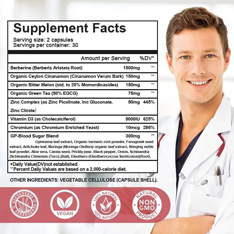 Berberine Capsules - Cardiovascular and Digestive Health Balance Liver Digestion Health with Ceylon Cinnamon Supplement