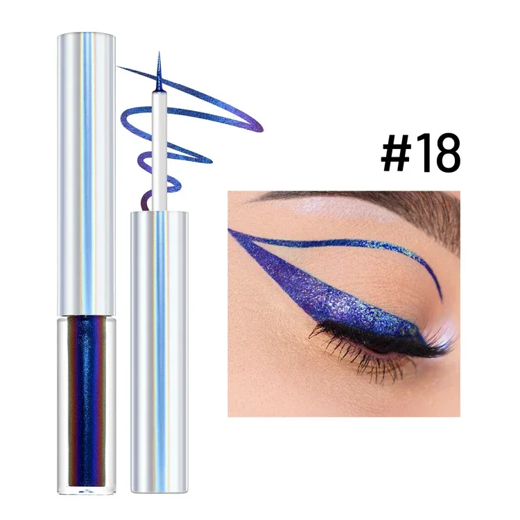 19 Colors Holographic Chameleon Liquid Eyeliner Metallic Glitter Color-Shifting Eye Liner Long Lasting Waterproof Eyes Makeup