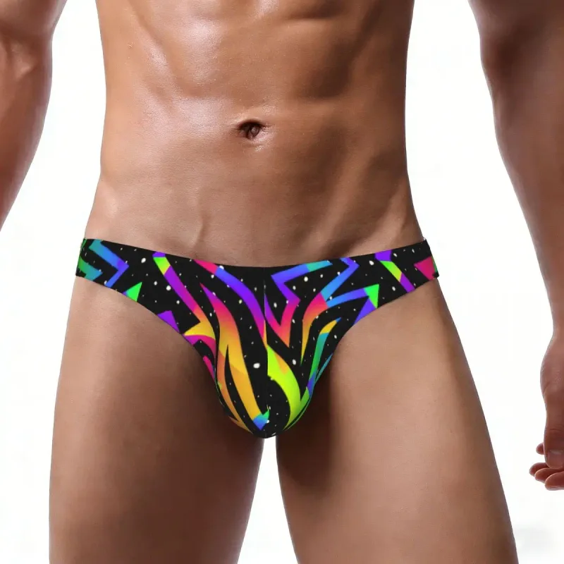 Men's Sexy Briefs Breathable Bikini Star Rainbow Geometric Pattern Men Underpants Low Cut Man Underwear Panties