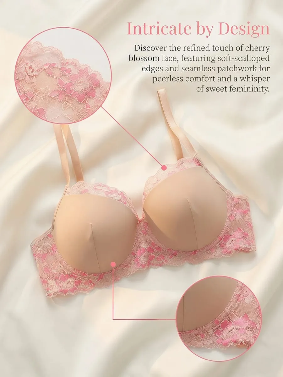 Women's Push Up Bra Set with Eyelash Lace Set Trim High Elasticity Smooth Cup 3D Tailoring Invisible Underwear Set B2631
