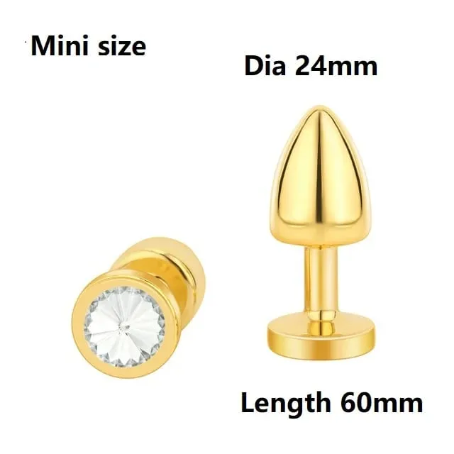Perline anali in metallo di piccole dimensioni Butt Plug Mini Arcobaleno Butt plug in oro rosa Gioielli in cristallo Trainer Dildo anale Masturbazione Giocattolo del sesso
