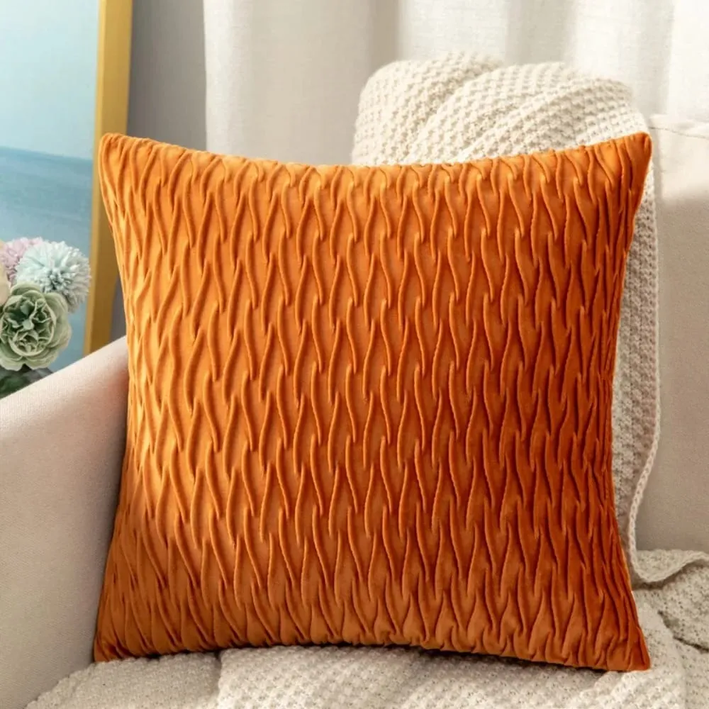 Striped Geometric Velvet Cushion Cover 45x45cm Decorative Throw Pillow Case for Sofa Bedroom Home New Year Decor